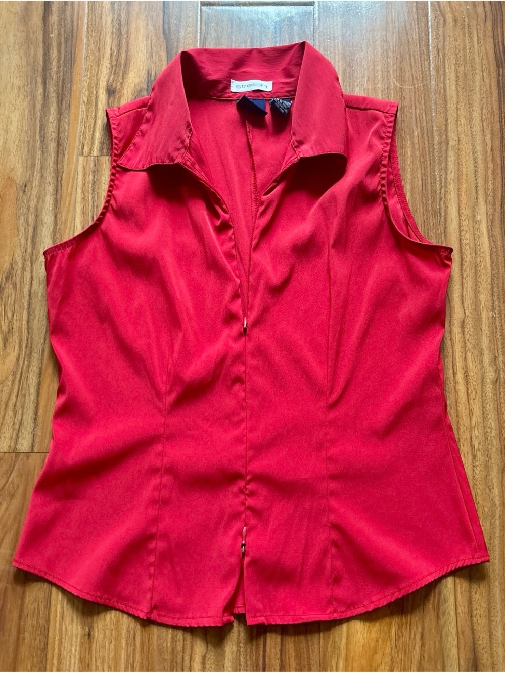 DCC Red Double Zip Front Collared Vest Top Women’s M Sleeveless